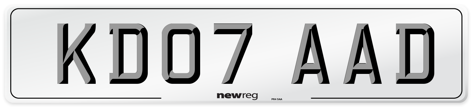 KD07 AAD Number Plate from New Reg